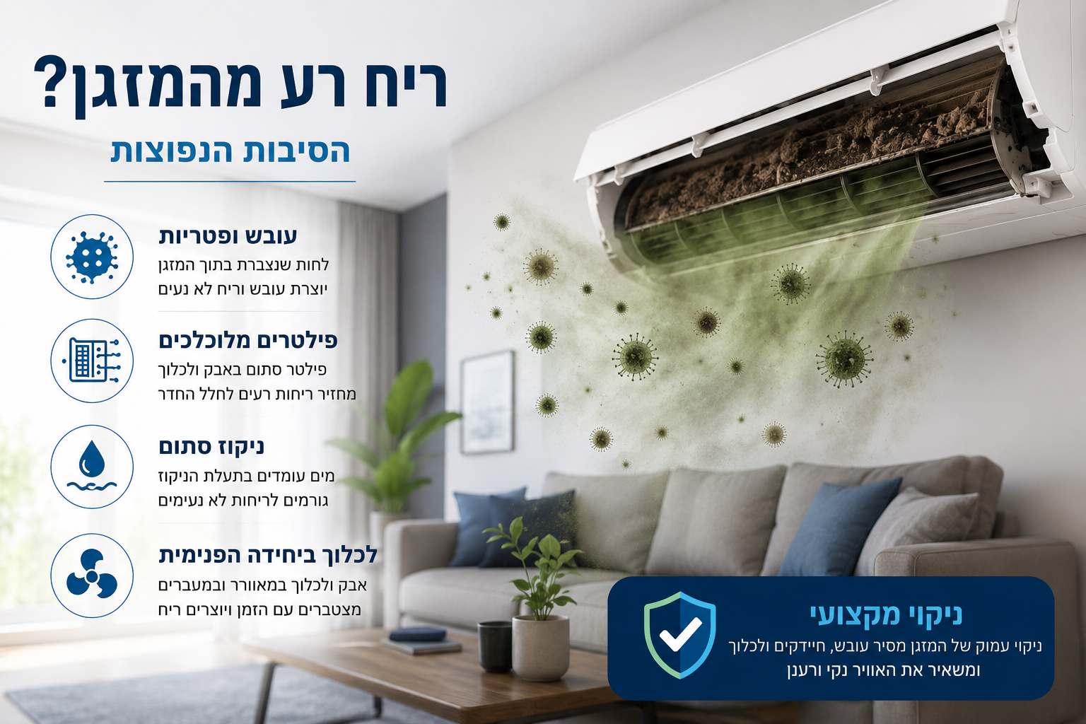ריח רע מהמזגן — מה הסיבות