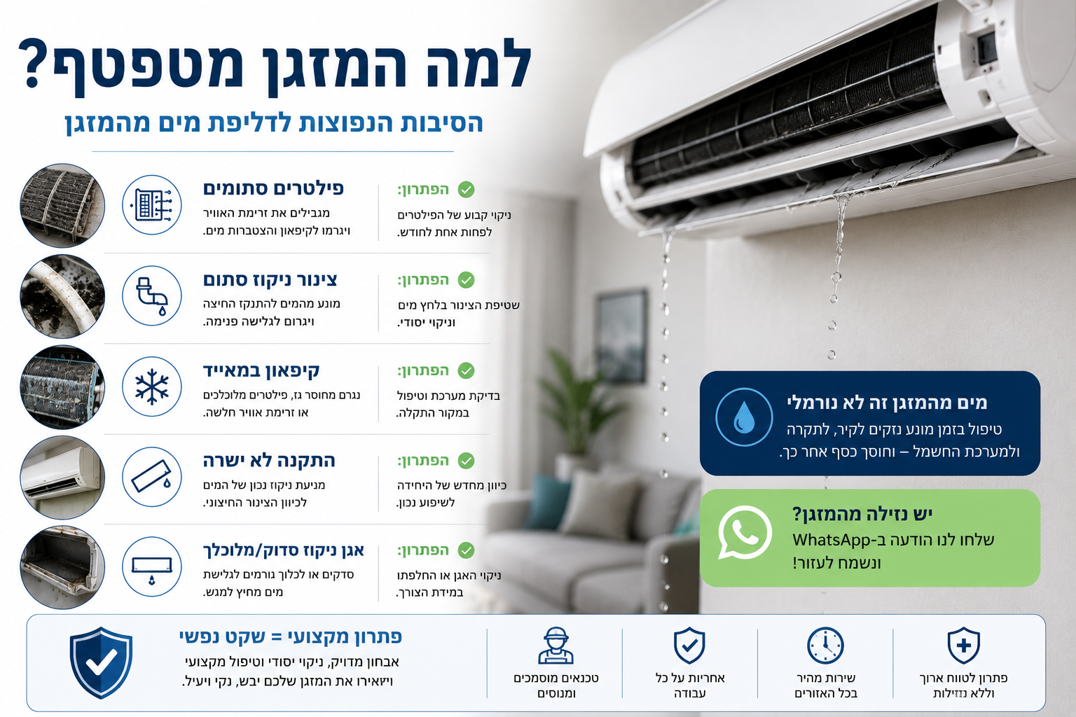 מזגן מטפטף — למה זה קורה